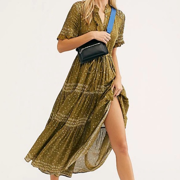 Free People rare feelings maxi green dress - Picture 1 of 8